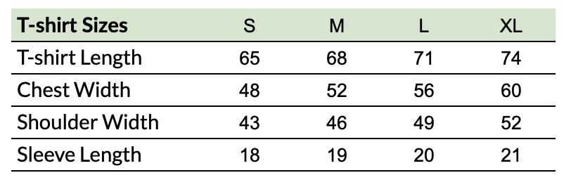 T-shirt sizes 